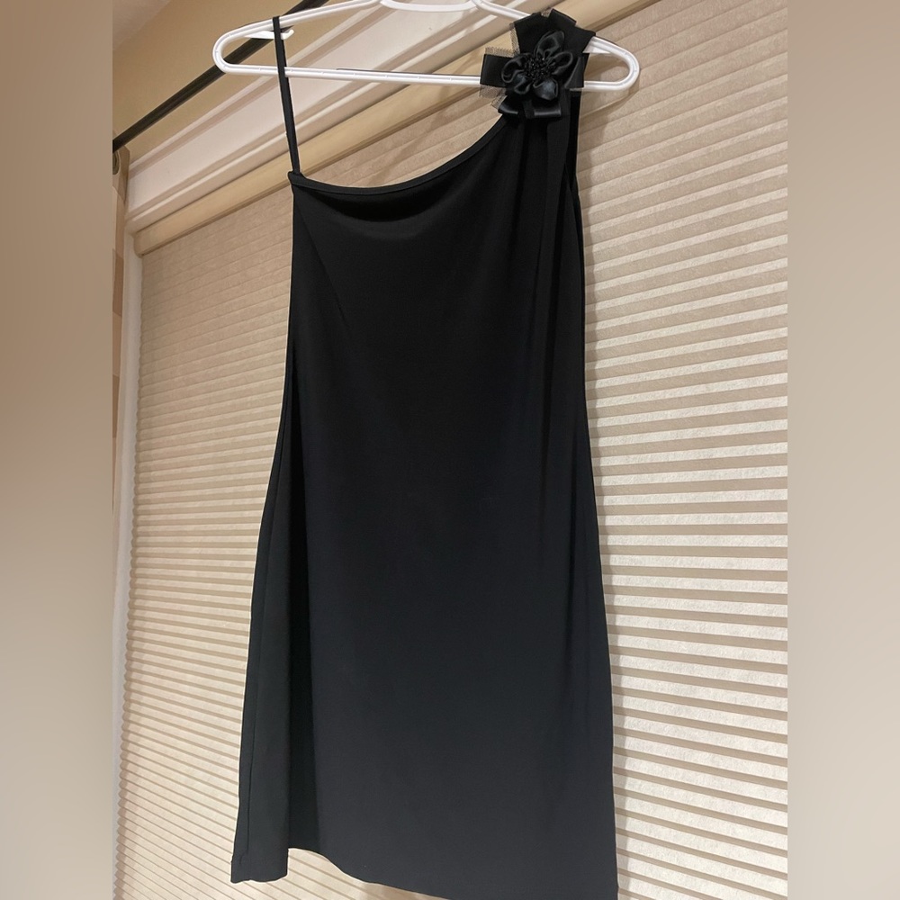 Black one shoulder pencil dress